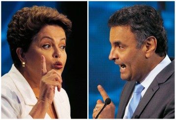 Dilma e Aécio: debate saiu do campo das propostas para ser dominado por ataques mútuos (Fotos: Reuters)