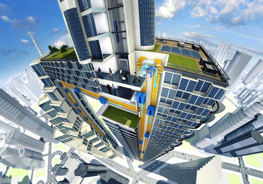 Projeto da ThyssenKrupp: elevador sem cabos revoluciona a construção (Foto: EFE)